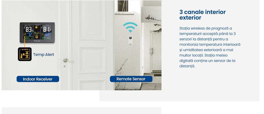 Statie meteo Newentor FJ3378 Wireless cu alarma senzor wifi exterior