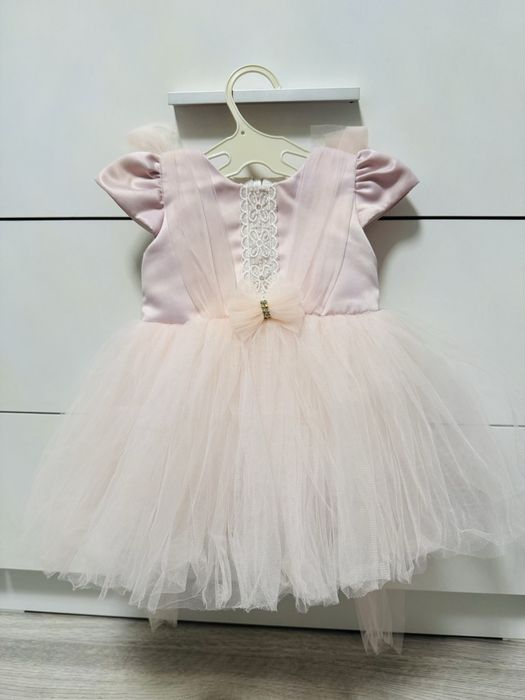 Rochie fetiță, roz pal cu tull, marime 68/74