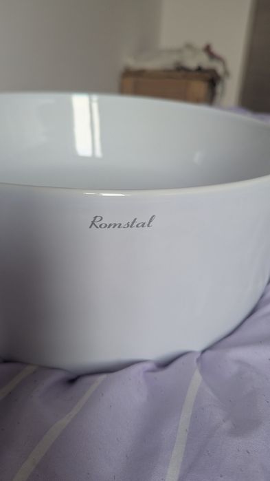 Lavoar pe blat, Romstal,ceramica, alb, 38x38x14cm