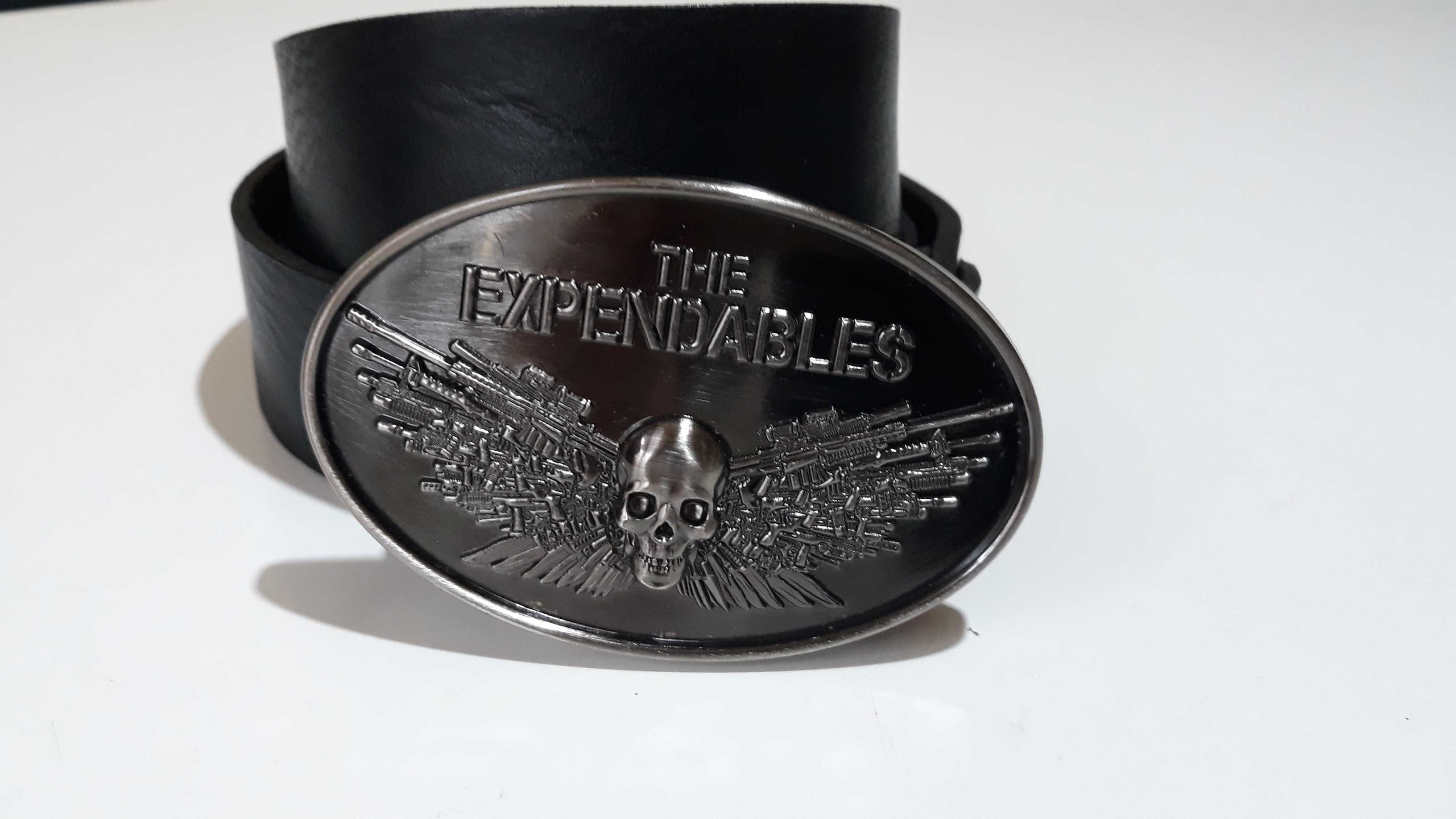 Curea piele naturala , catarama The Expendables ,  neagra