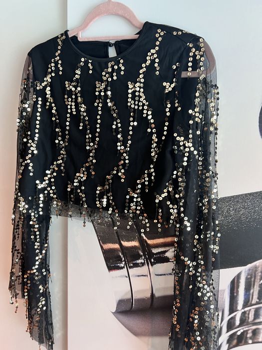Bluza Top de ocazie negru cu paiete aurii - superb