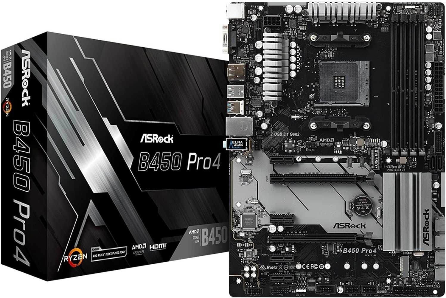 Материнская плата S-AM4 ASRock B450 PRO ATX 4хDDR4 БУ