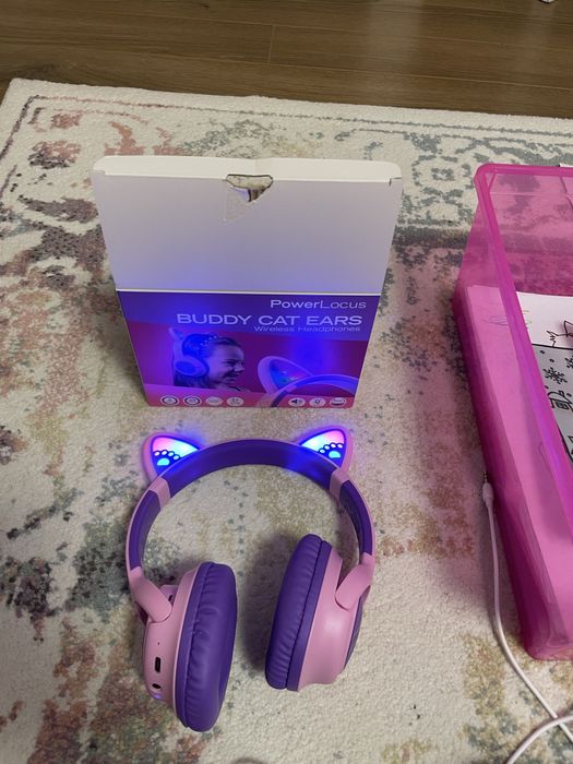 Слушалки powerlocos bobo cat kids pink