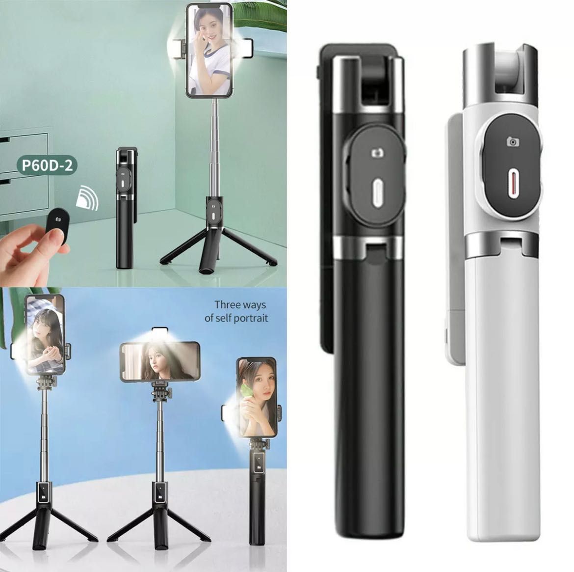 Selfie Stick Trepied Bluetooth Stand pentru Android iOS Live Stream