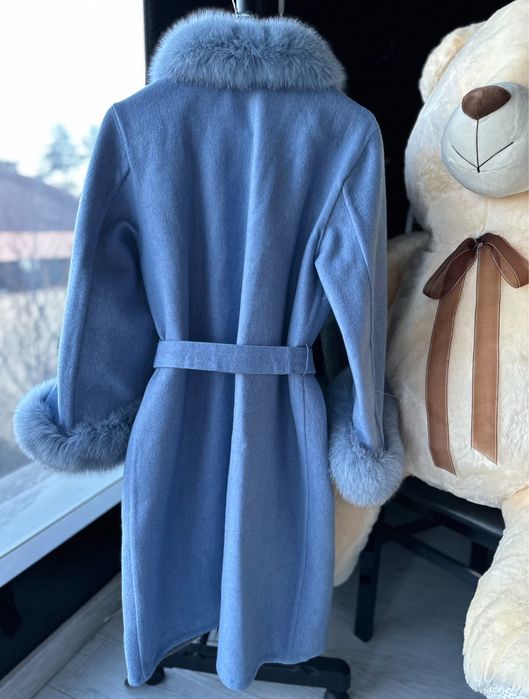 Естествена вълна с естествен косъм лисица синьо палто уникално, ново