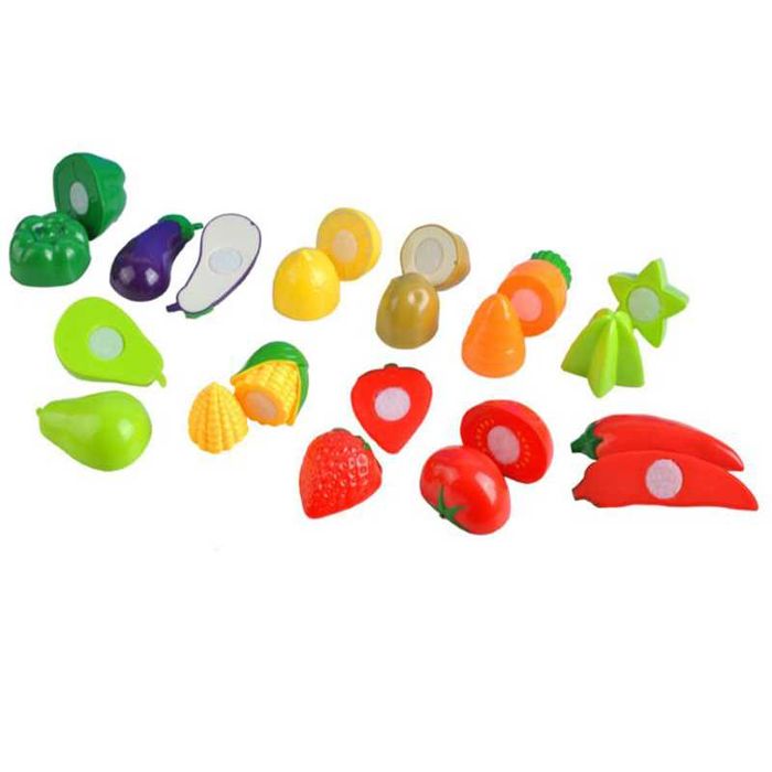 Jucarie set fructe si legume pentru copii format din 14 piese colorate