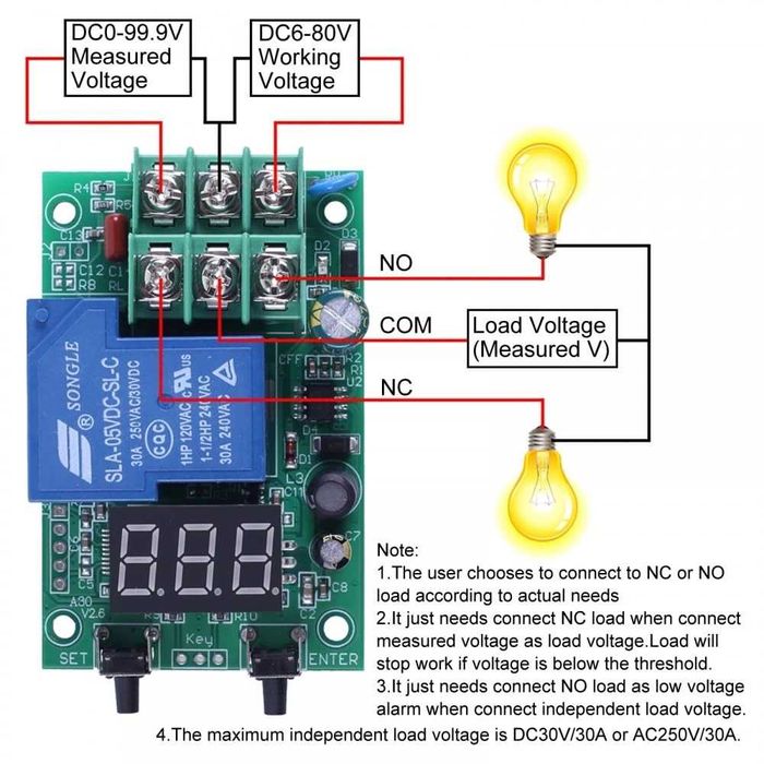 Modul de monitorizare a tensiunii, releu de control