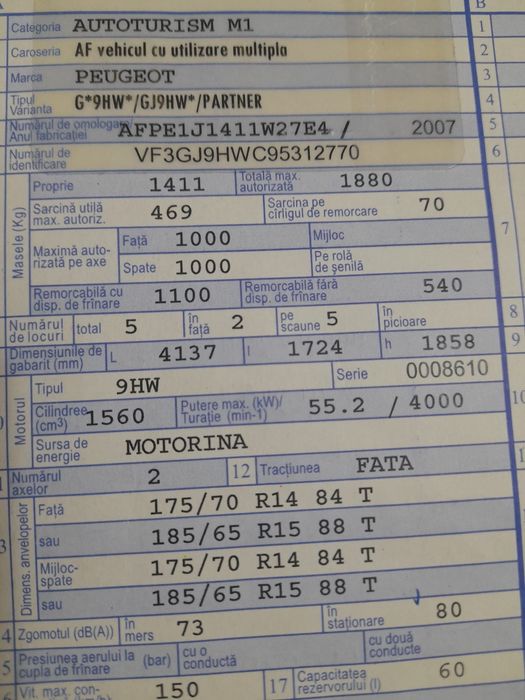 Vand Peugeot Partner 2007, 1.6 HDI