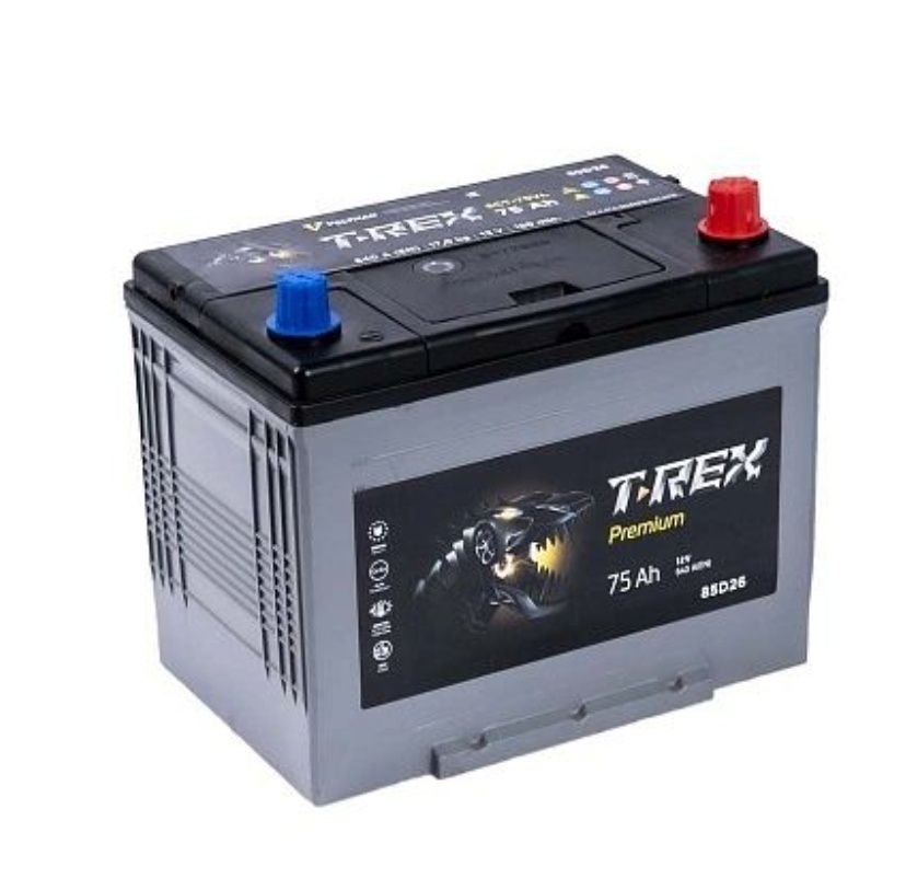 Аккумулятор T-Rex Asia 6СТ-75 АПЗ (85D26L, правый+)