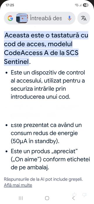 Tastatura cod de acces.