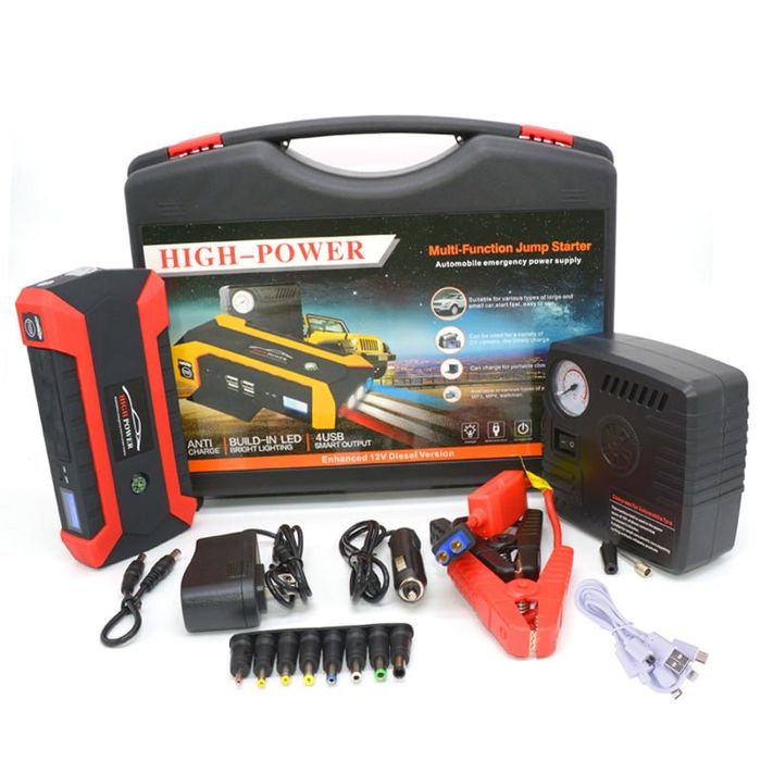 12V Jump Starter Nasosi bilan 4/1 +(Bepul Dostavka)