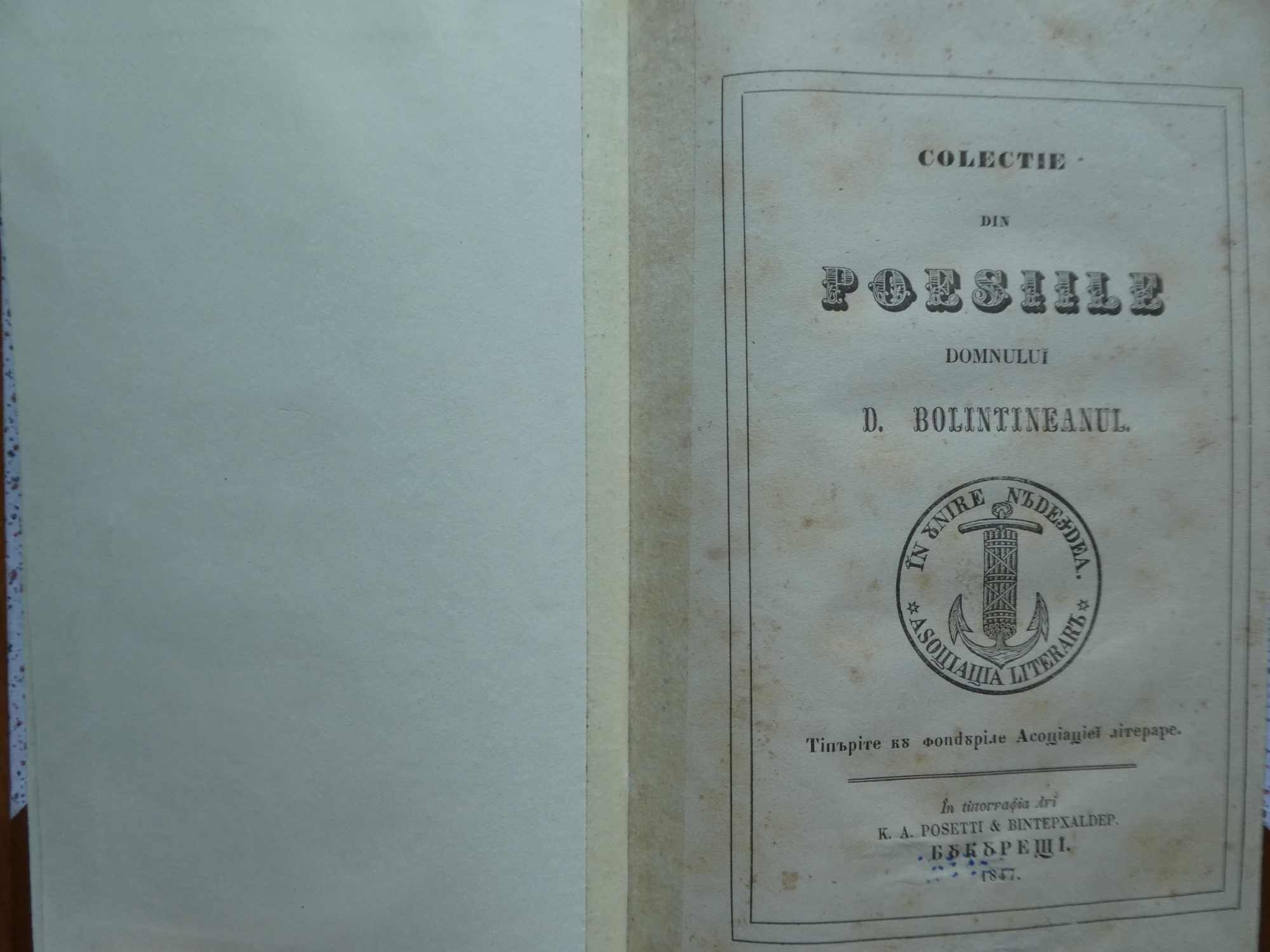 Colectie din poeziile Domnului Dimitrie Bolintineanu , 1847 , debut