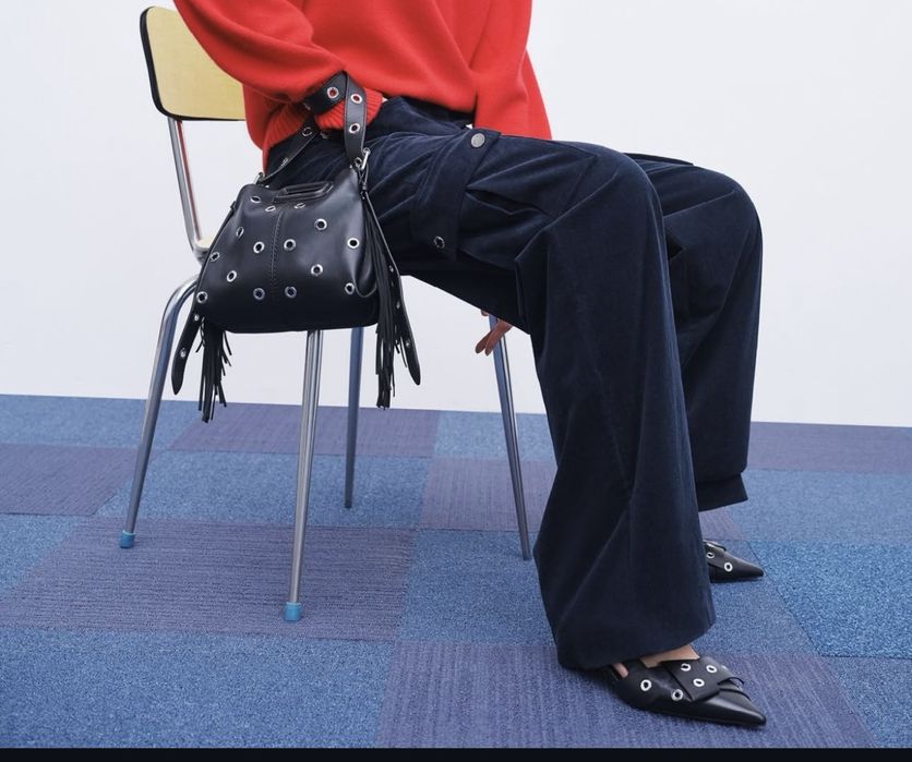 Maje blugi velour cargo tr navy 36