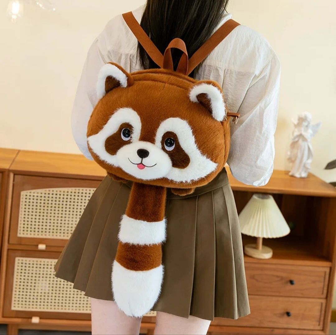 3D Плюшена Раница Чанта Червена Панда, Плюшена Панда Чанта Red Panda