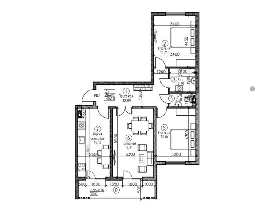 Продается квартира в ЖК Hi-town 81 кв 8 этаж 16 этажка второй ряд дом