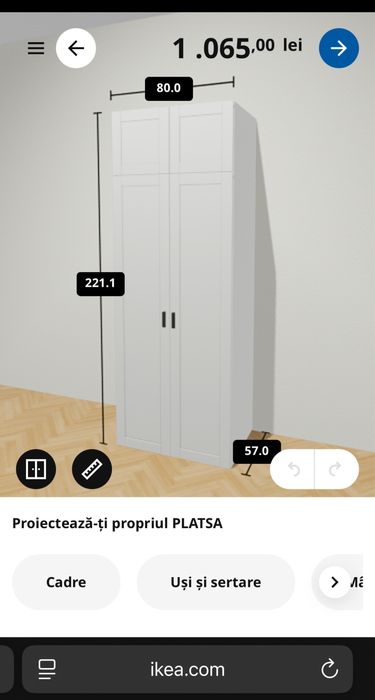 Vand dulap Ikea PLATSA 221x80x57