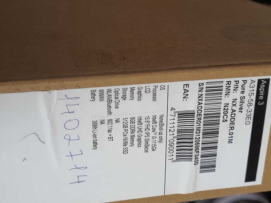 Acer aspire 3 i3 1115G4/8gb ddr4/512 ssd m2/FHD IPS