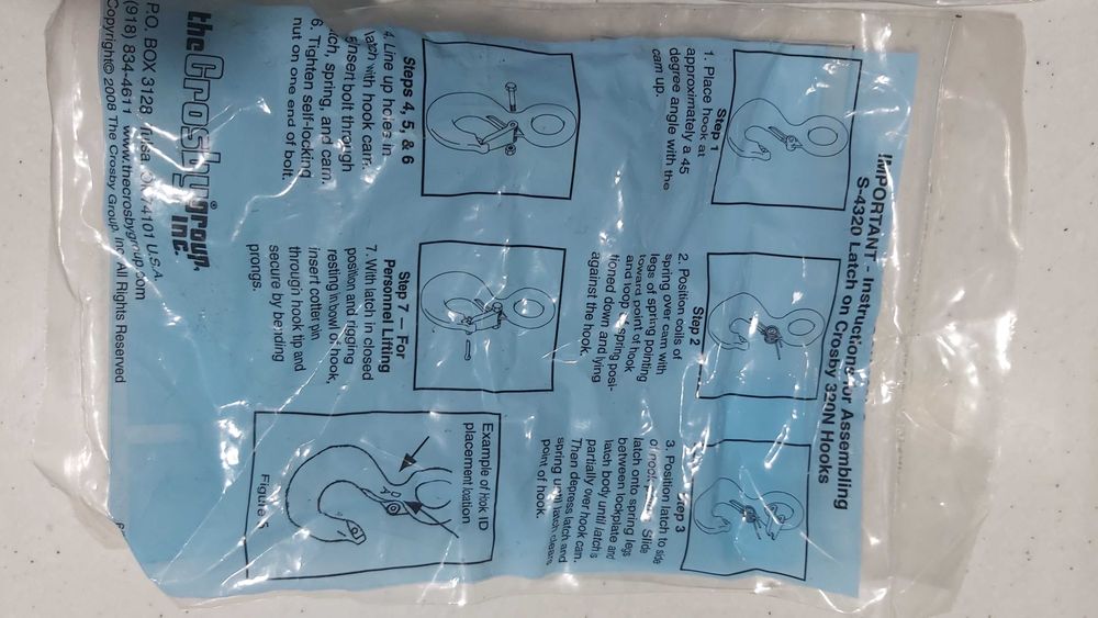 Kit siguranta carlig S-4320 Crosby,  3 modele, originale Made in SUA