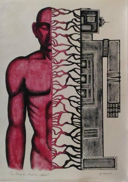 Gravura-''Realitate si Adevar''-Lito-dim;40/50cm,Autor;Gh.Botan'1969
