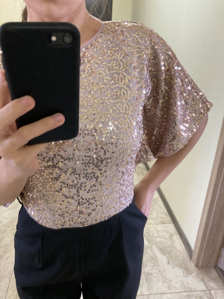 Гащеризон asos / Little Mistress kimono sleeve sequin top