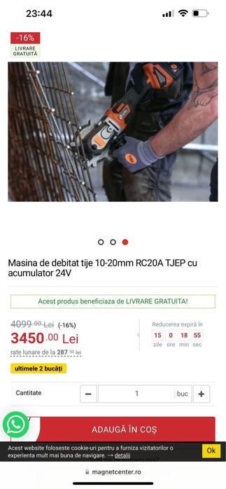 Tjep flex taiat fier beton  acumulator okazie