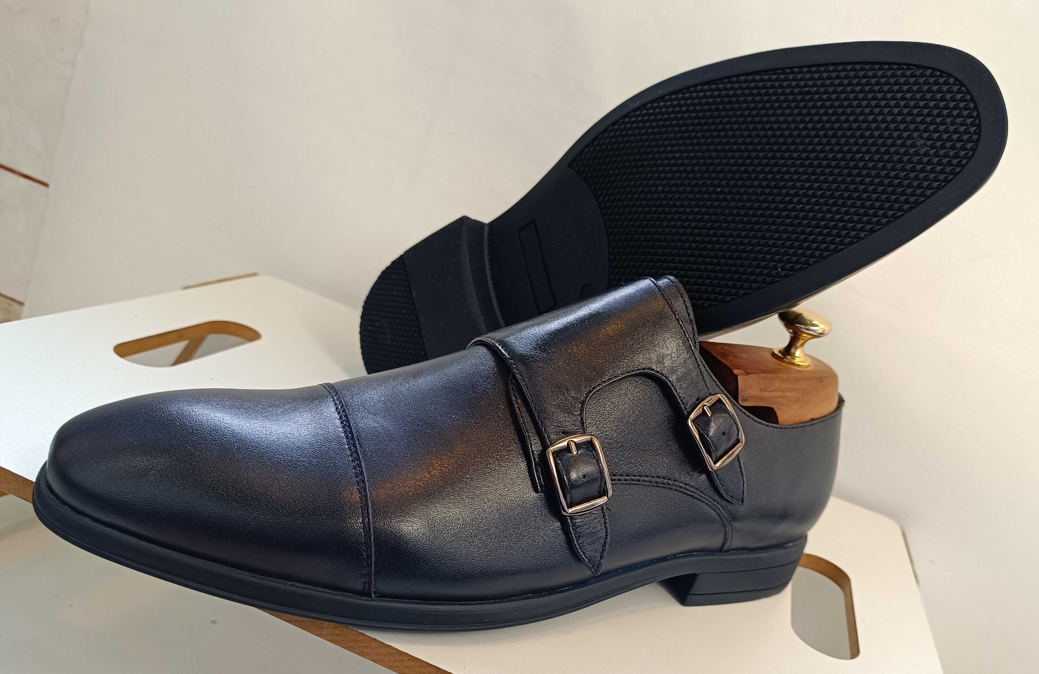Pantofi double monk 42 43 premium Migato NOI piele naturala moale