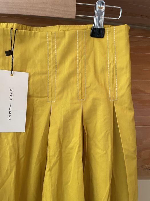 Fustă Zara, 100% bumbac, mărime M, culoare galben - muștar