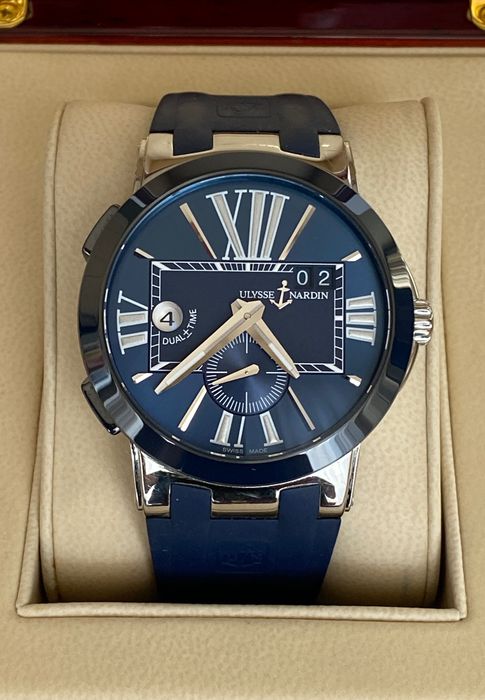 Часовник Ulysse Nardin Dual Time GMT Blue Керамика; Като НОВ! Фул Сет!