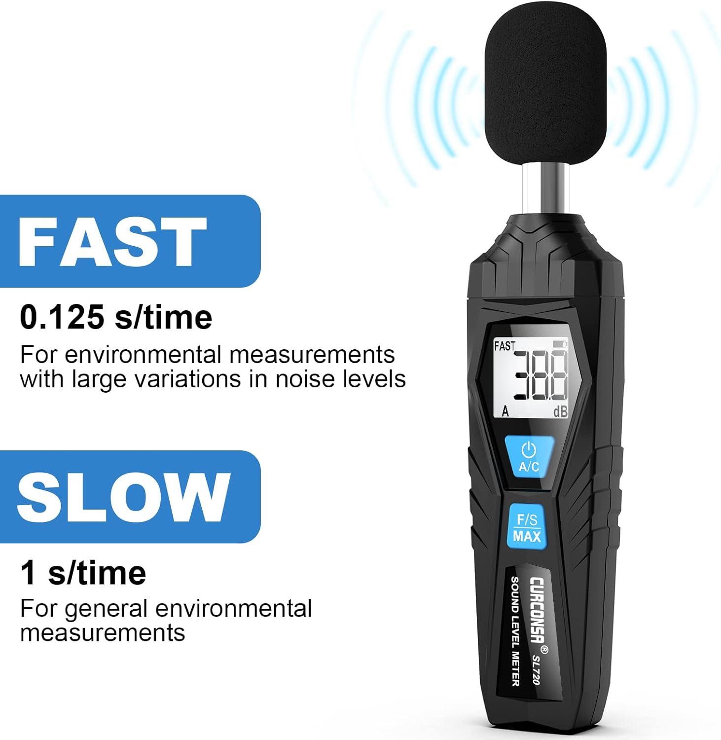 Sound Level Meter, CURCONSA, Portable Decibel Meter, 30 dB to 130 dB