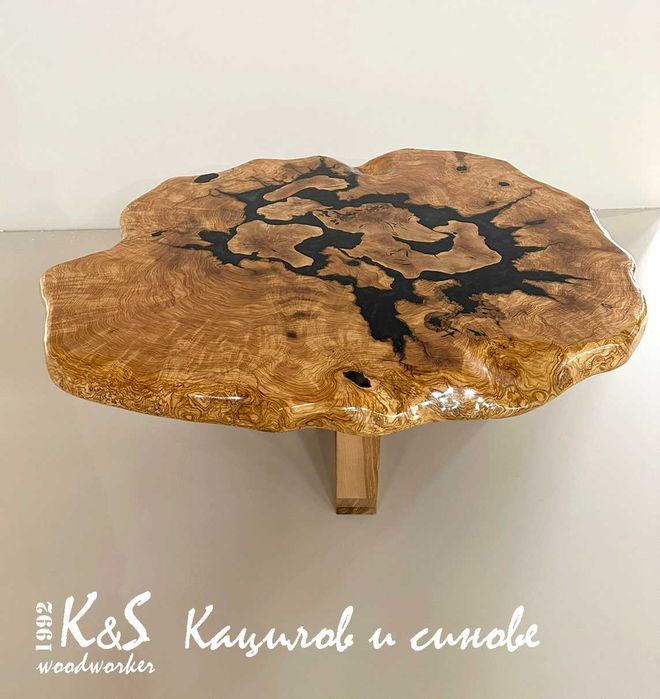 Плот за маса от  Маслина с епоксидна смола