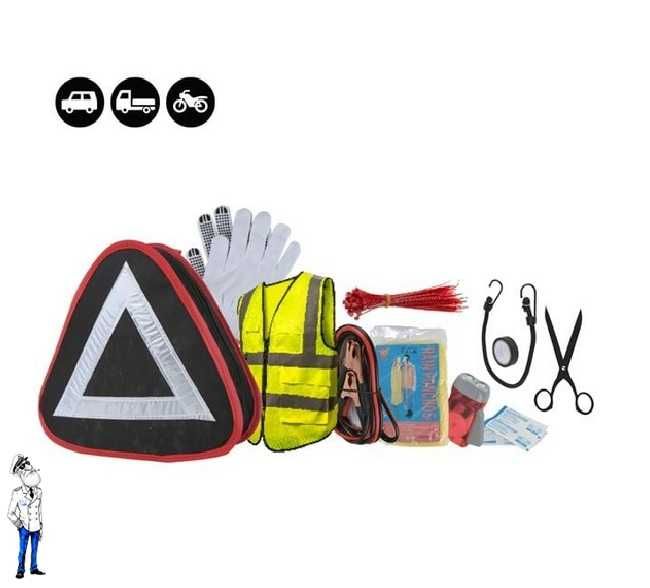 Авариен комплект за автомобил с 11части+ фенер