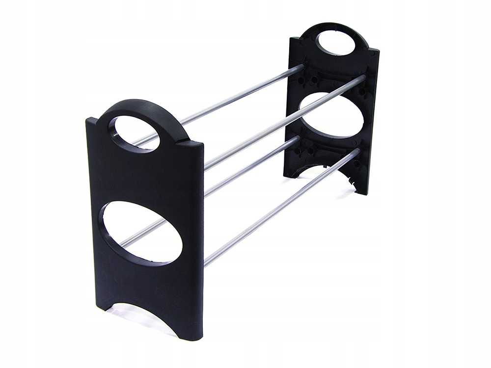 Raft pentru pantofi extensibil 2 polite negru/argintiu 34x63x20 cm