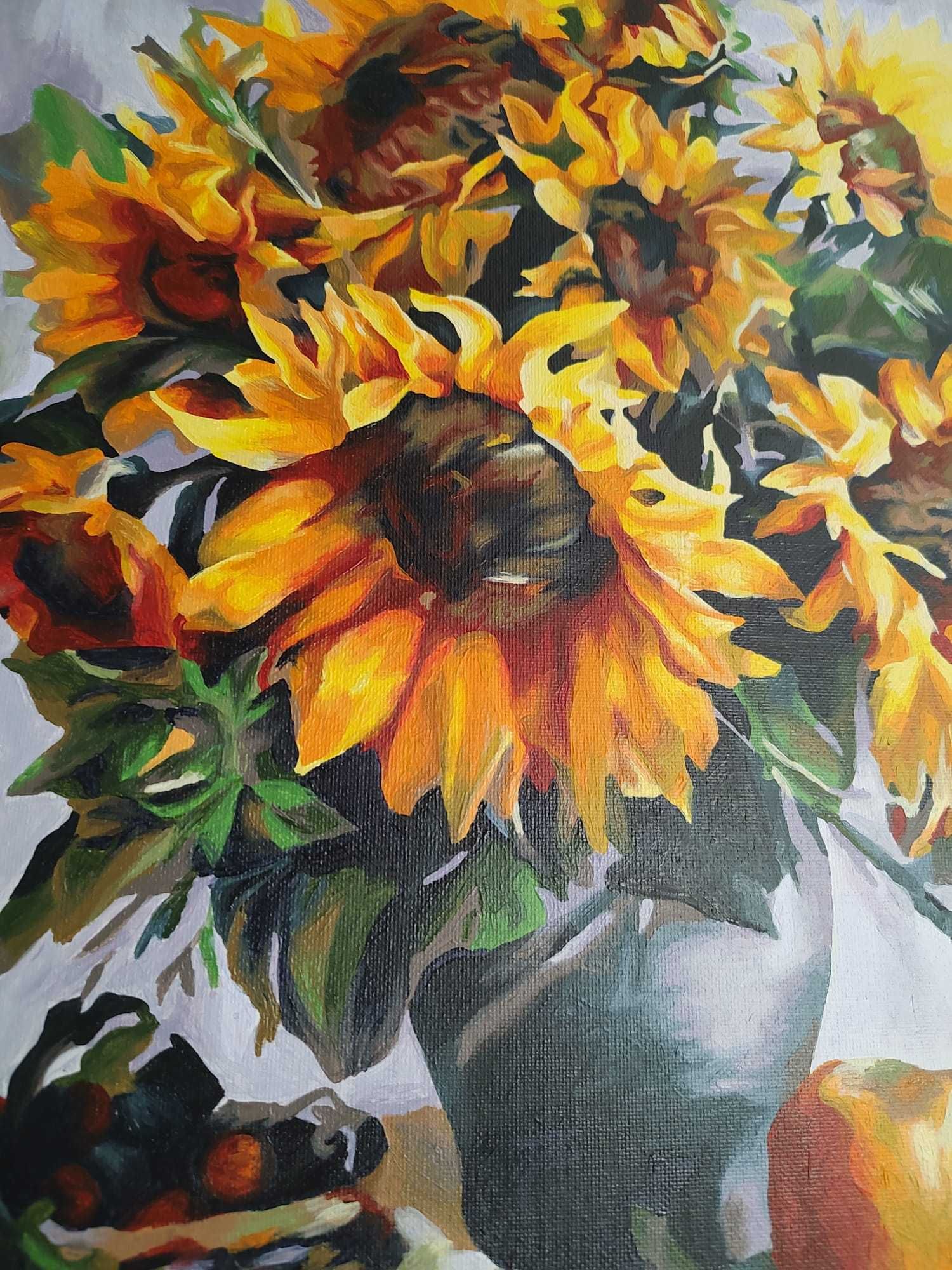 Pictura pe numere finalizata *Floarea-soarelui*