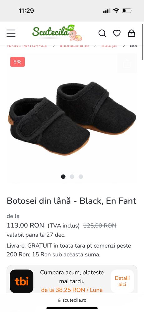 Botosei/Totosi din lână - Black, En Fant 25-26