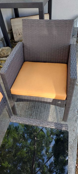 Set mobilier gradina/terasa, masa, canapea, 2 fotolii, portocaliu