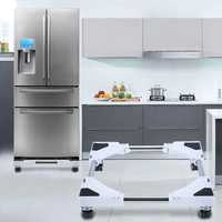 Стойка за пералня сушилня хладилник, 4 колела, бяло 42-65 см