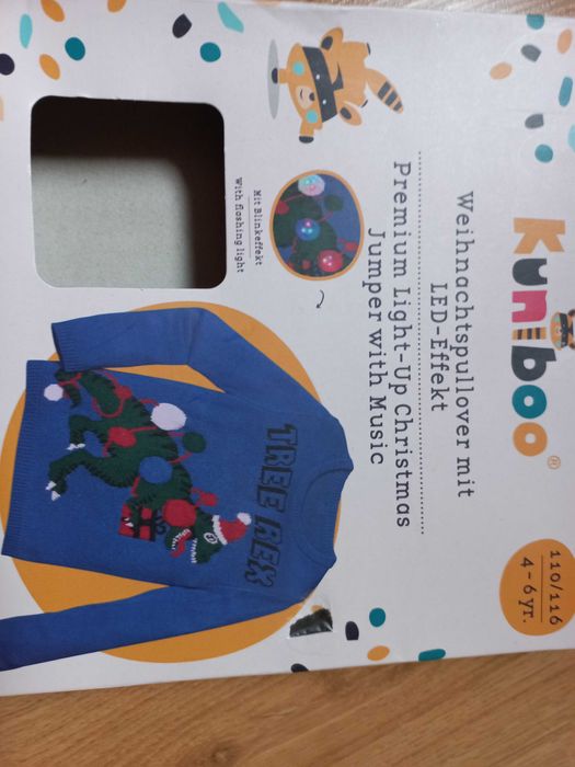 Детска  блуза с коледни мотиви и лампички