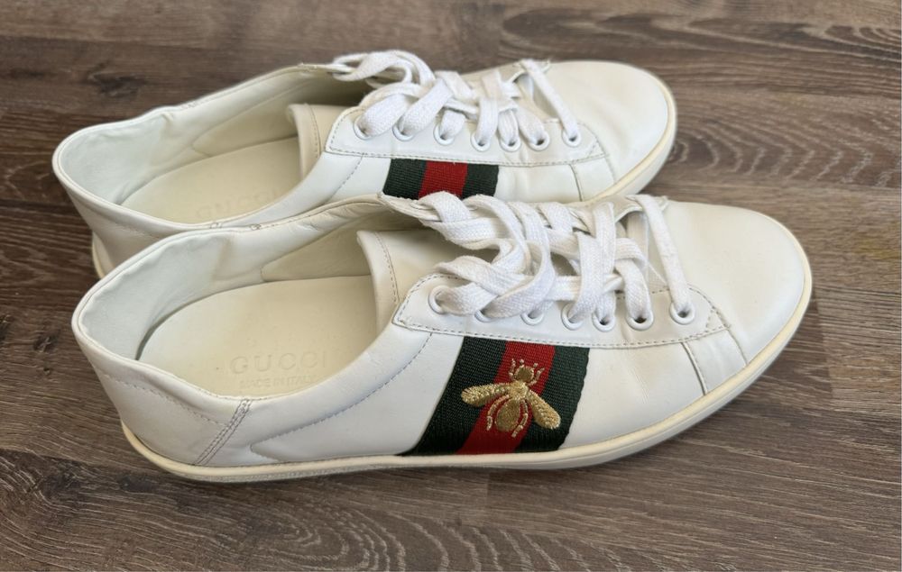 Gucci Ace Bee leather trainers