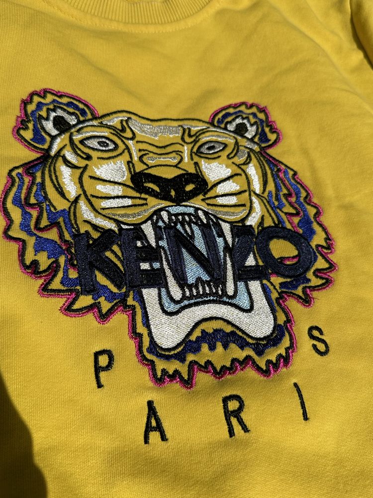 Bluza Kenzo originala scris brodat culoare galbena