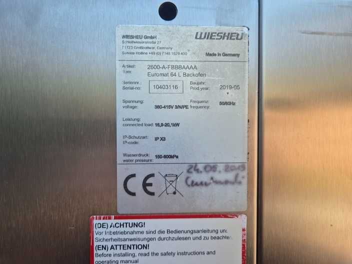 Конвектомат Wiesheu Euromat 64 L Backofen 2019г  10 Тави