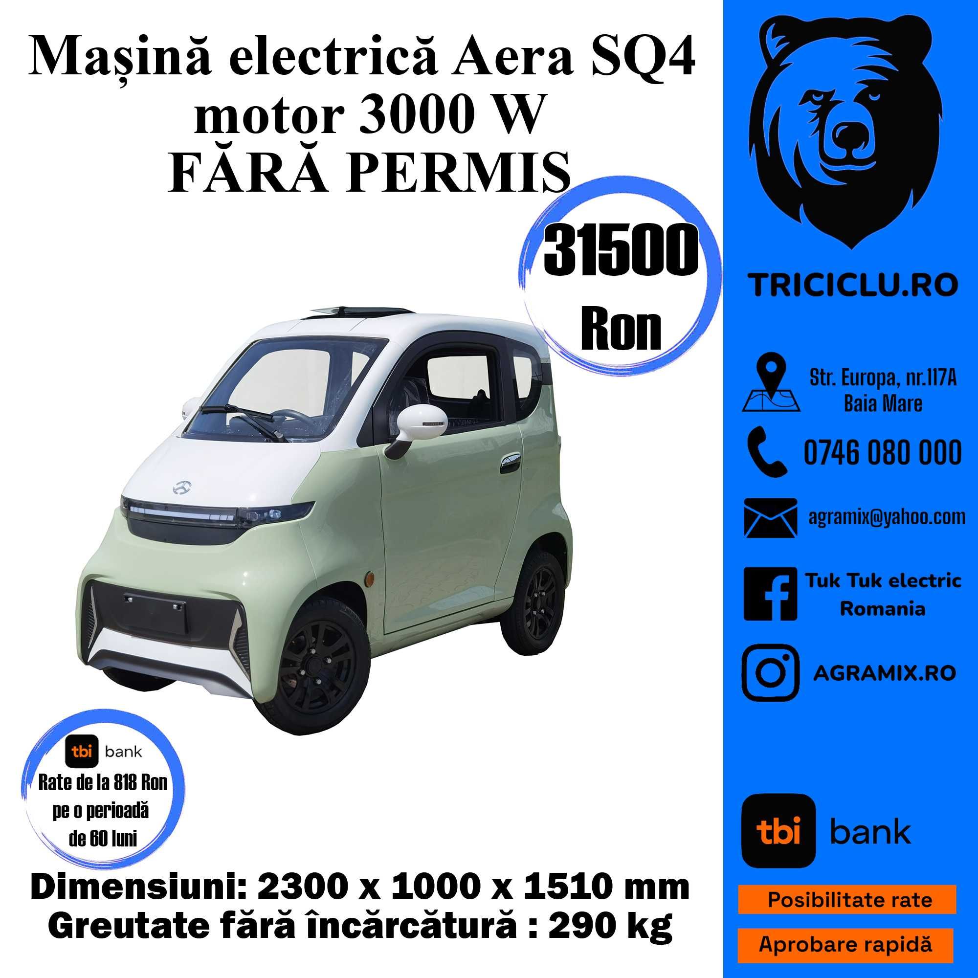 Aera SQ 3/4 vehicule electrice cu 3 sau 4 roti electrice fara permis