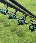 Set 4 Lansete 3,90m,2 segm+4 Mulinete Tambur 8000
