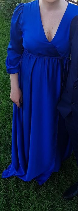 Rochie elegantă, lungă, parte peste parte, elastic in talie și cordon