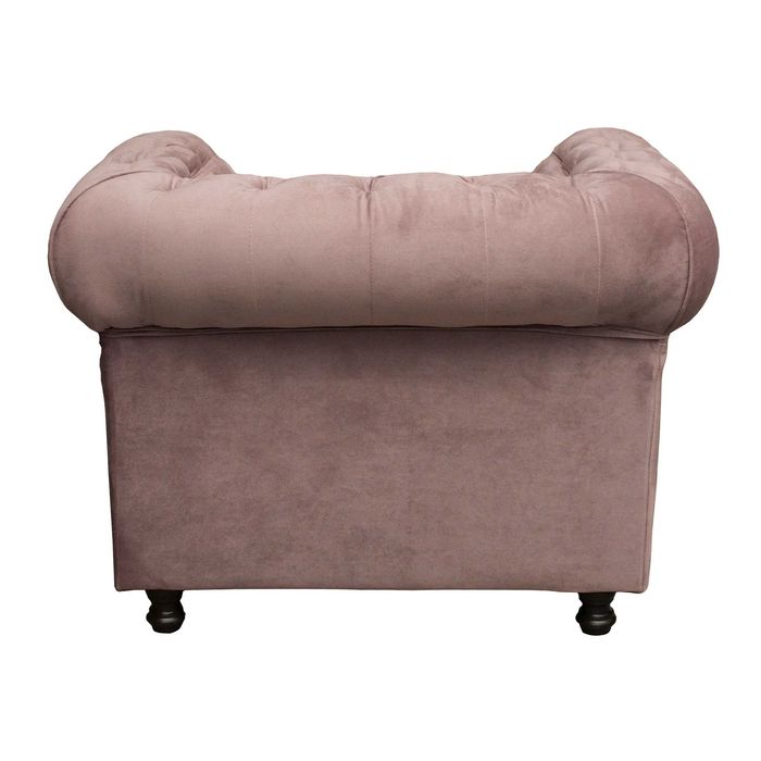 Fotoliu Chesterfield, fix, stofa, roz prafuit