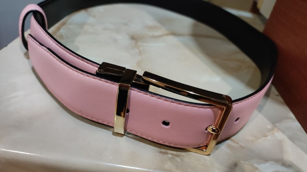 Дамски колан ART с две лица в черно и розово