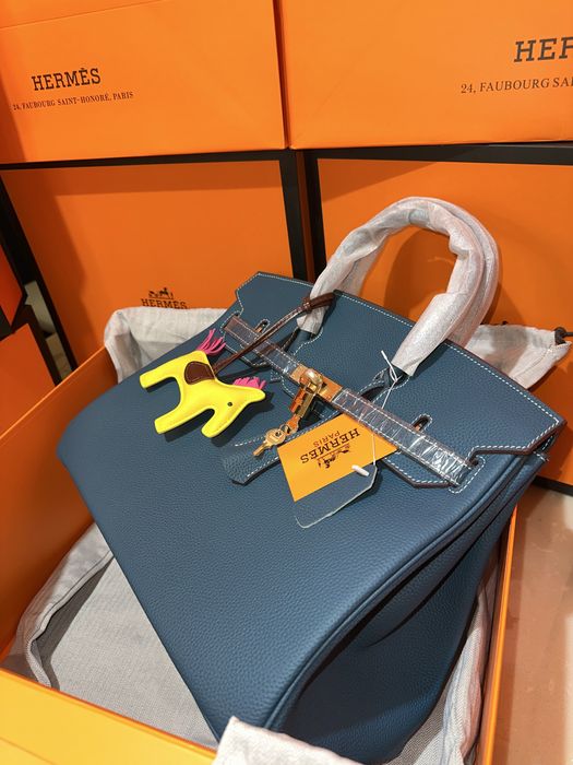 Geanta Hermes Birkin 35cm Turcoaz/accesorii gold