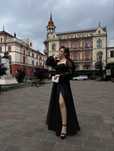 Rochie neagra de ocazie din tafta