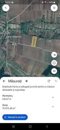 Vând teren extravilan 2,5 hectare zona Gării Talasmani (Dumbrava)