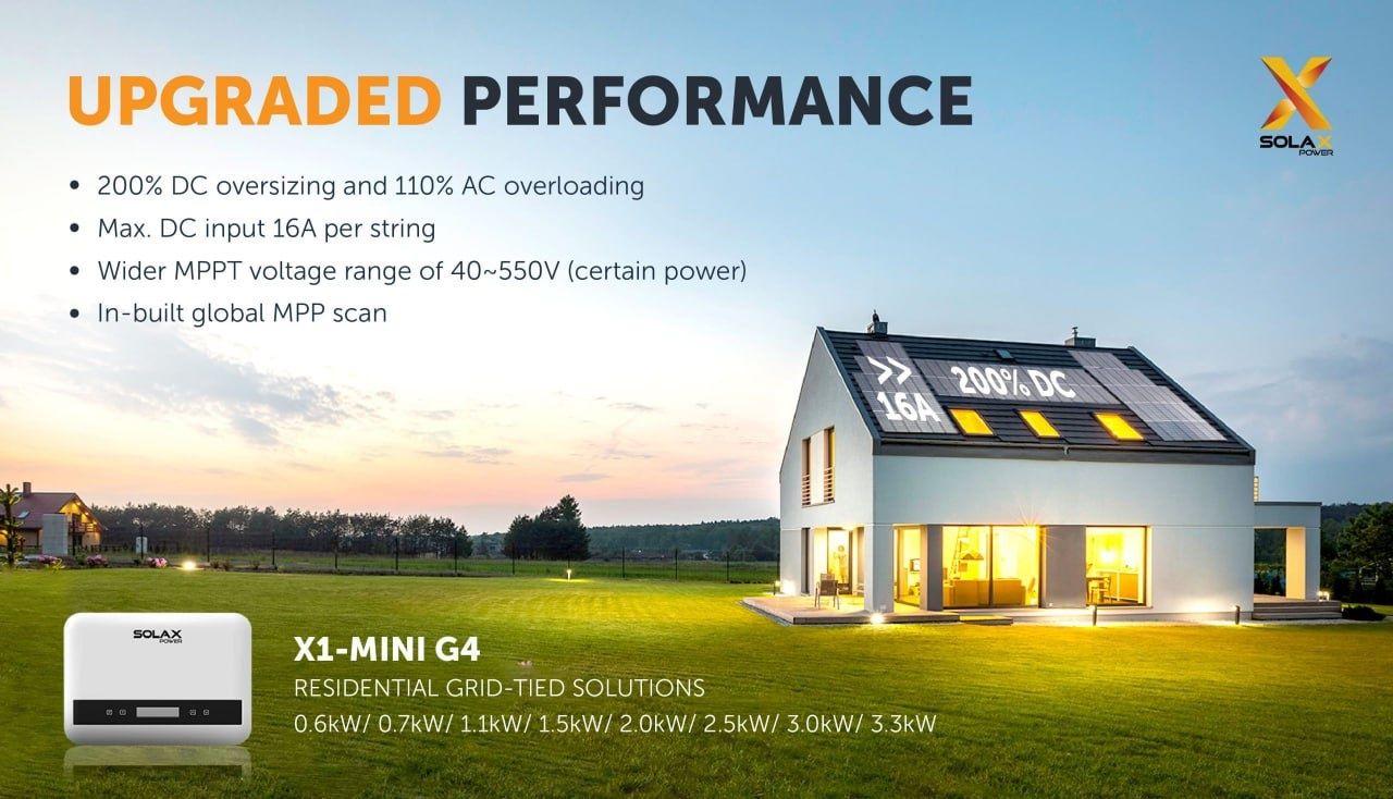 Солнечный инвертор SolaX 1.5 кВт сетевой для 2 кВт станции Wi-Fi 4G
