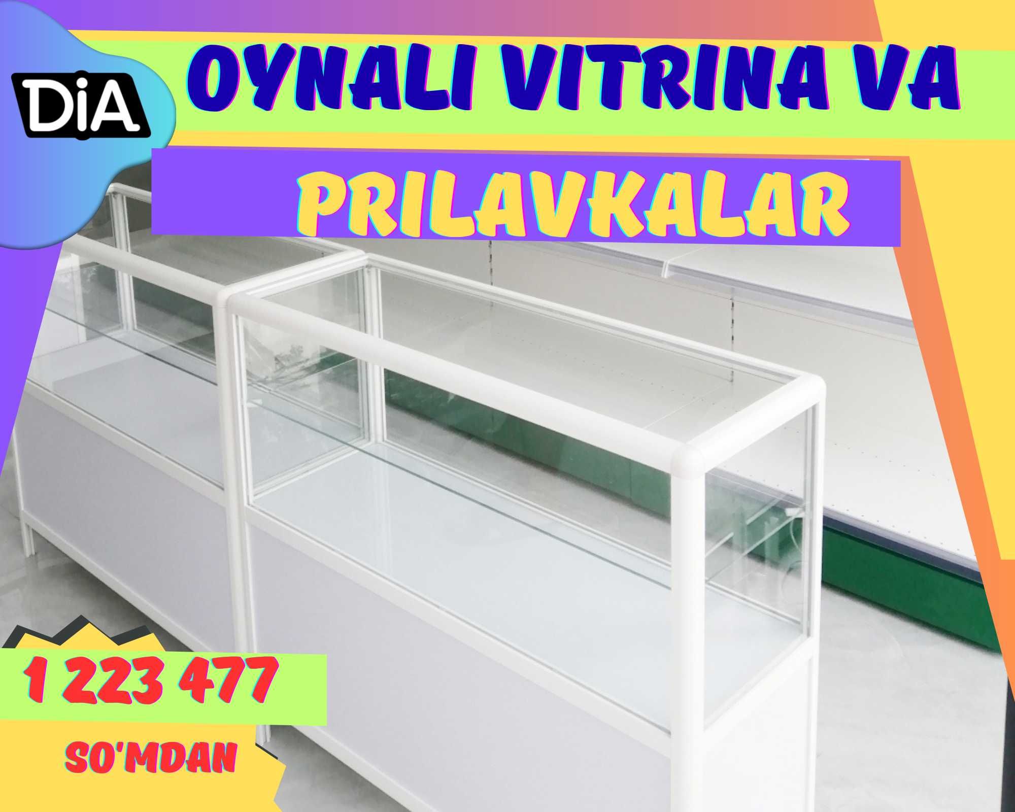 Прилавок витрина, стеклянная, metal oynaly vitrina va prilavkalar
